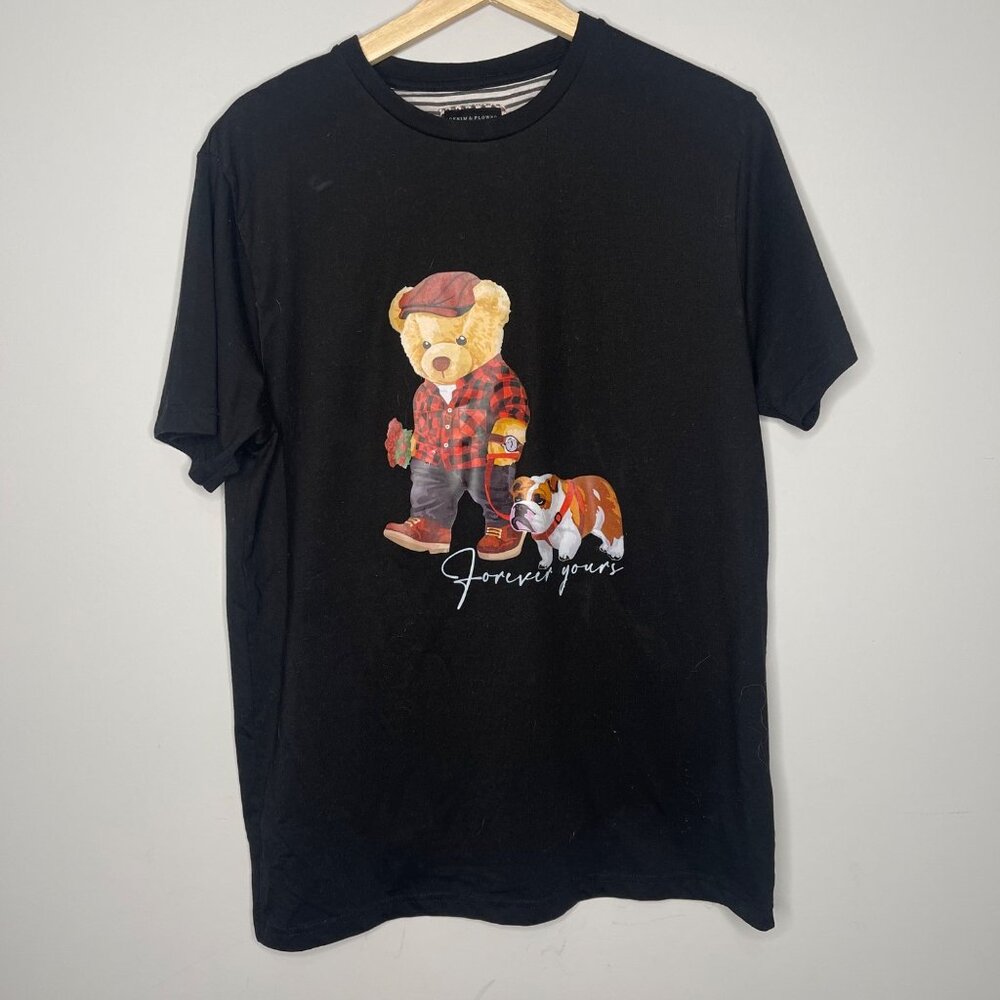 Denim and‎ Flower teddy bear Tee shirt size Large
